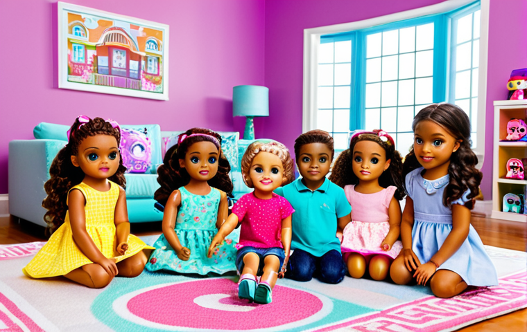 Creative Play with LOL Surprise Dolls**
A group of fully clothed children playing with LOL Surprise dolls in a brightly lit playroom, appropriate attire, surrounded by DIY accessories and dollhouses, safe for work, family-friendly, perfect anatomy, natural proportions, well-formed hands, proper finger count, professional studio photography, high quality, colorful and vibrant.
**