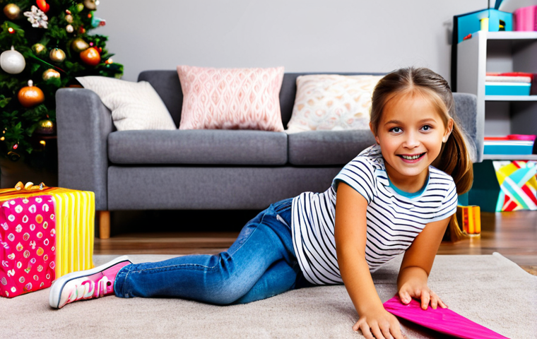 LOL 서프라이즈의 주요 소비자 연령층 분석 - Little Girl Unboxing a LOL Surprise Doll**
A young girl (3-8 years old) with bright, happy eyes, si...