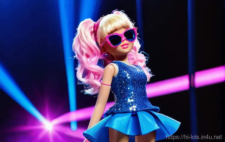 LOL 서프라이즈 캐릭터 디자인 과정 - **Prompt 1: "Glamorous Pop Star Doll"**
A vibrant, full-body shot of an LOL Surprise-inspired do...
