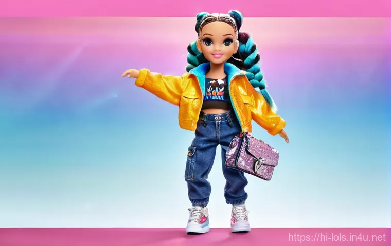 LOL 서프라이즈와 관련된 소셜 미디어 트렌드 - **Prompt:** A vibrant, eye-level full-shot of an LOL Surprise OMG fashion doll, impeccably dressed i...